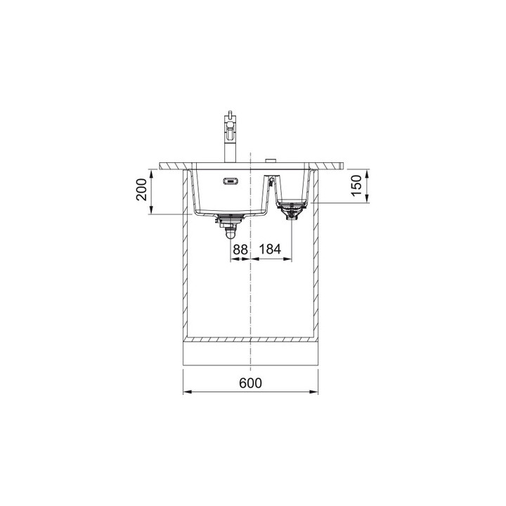 Zlewozmywak z Fragranitu Franke Maris MRG 160-34-15, mała komora z prawej strony, czarny mat