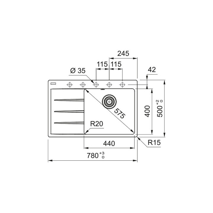 Zlewozmywak Franke Centro CNG 611-78 TL, ociekacz z prawej strony, czarny mat