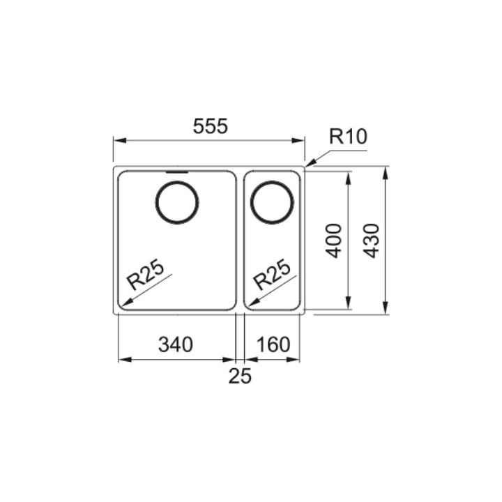 Zlewozmywak Franke Mythos MYX 160-34-16, mała komora z lewej strony, stal szlachetna
