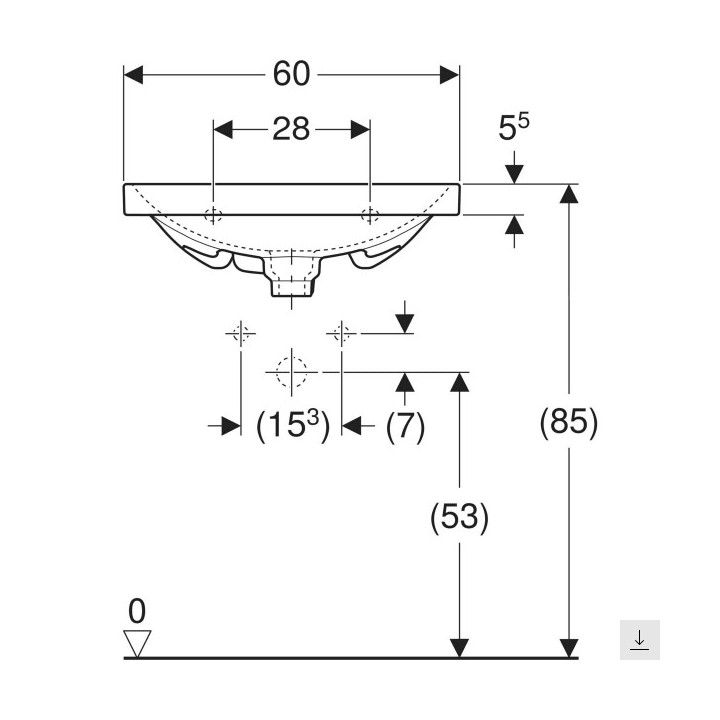 Umywalka, Geberit Smyle Square - Biały