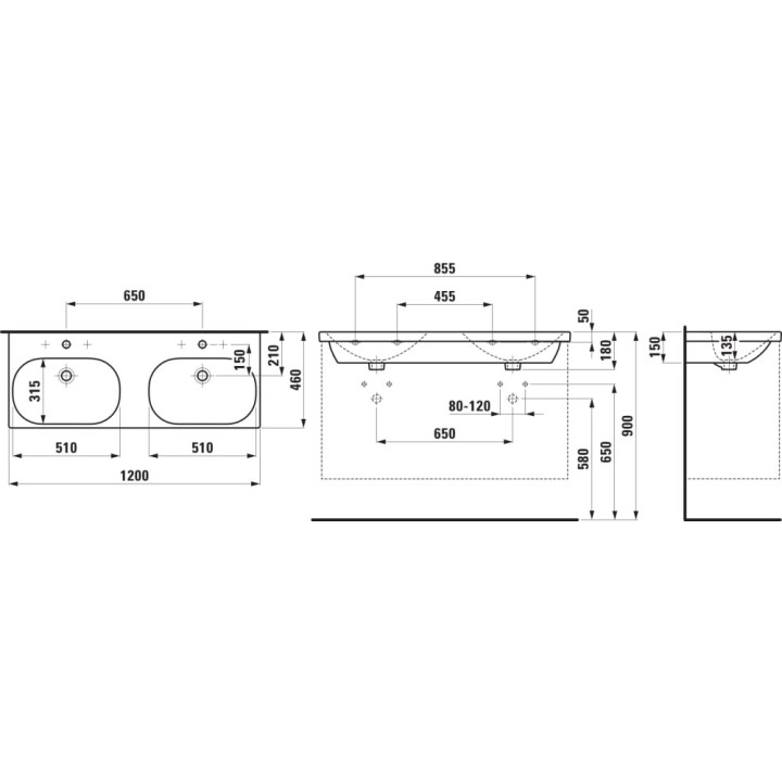 Umywalka ścienna Laufen  Lua 600 x 460 mm - biała