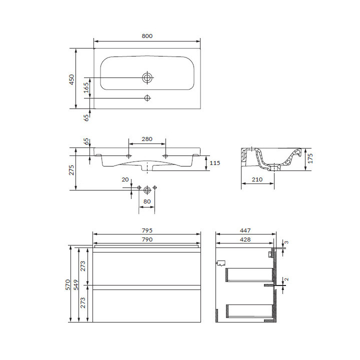 Szafka wisząca z umywalką Cersanit Set B893 Moduo 60, antracytowy