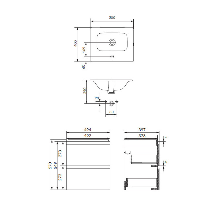 Szafka wisząca z umywalką Cersanit Set B893 Moduo 80, antracytowy