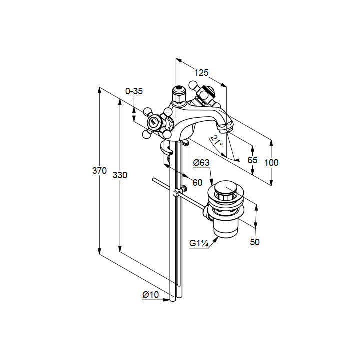 Bateria umywalkowa z niską wylewką Kludi Adlon, mosiądz- sanitbuy.pl