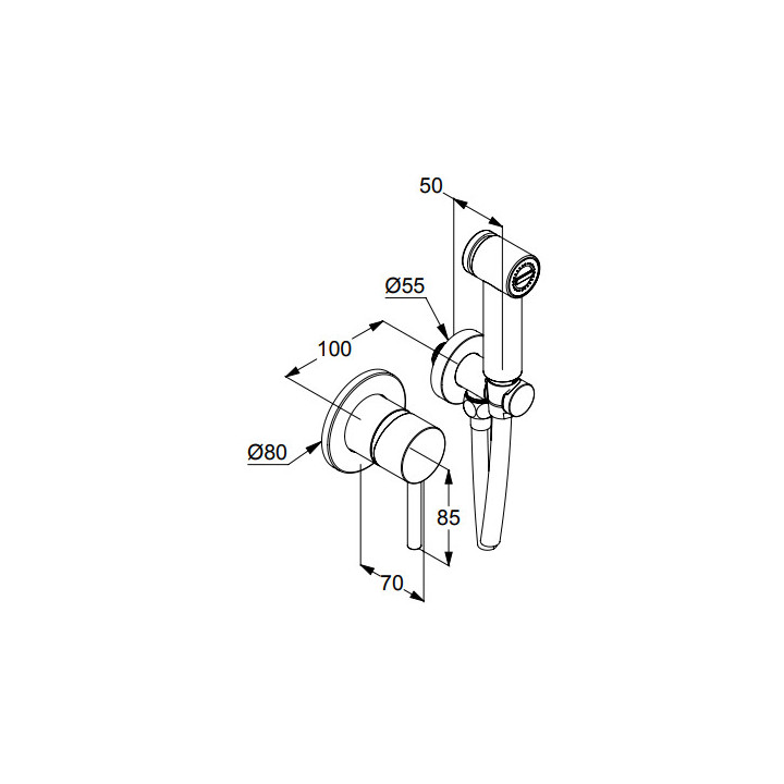 Zestaw higieniczny (komplet), KLUDI BOZZ - Biały mat 