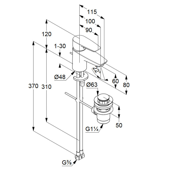 Elektroniczna bateria umywalkowa wysoka DN 15, Kludi Zenta SL, chrom