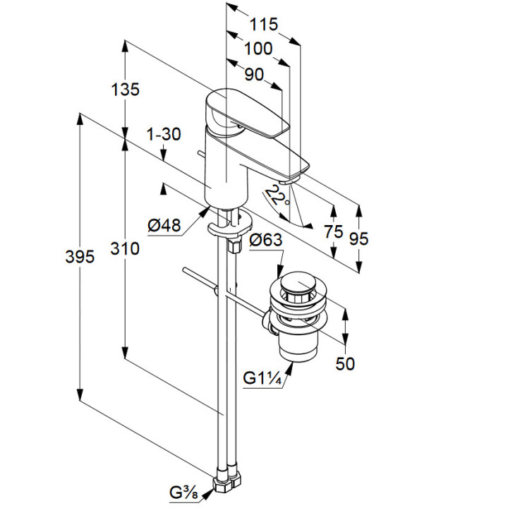 Elektroniczna bateria umywalkowa wysoka DN 15, Kludi Zenta SL, chrom