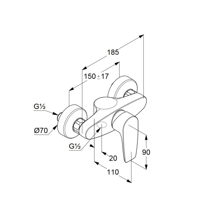 Jednouchwytowa bateria bidetowa DN15, Kludi Pure&Solid, chrom