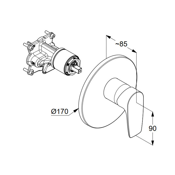 Podtynkowa  bateria wannowo-natryskowa Push&Switch, Kludi Pure&Solid, chrom