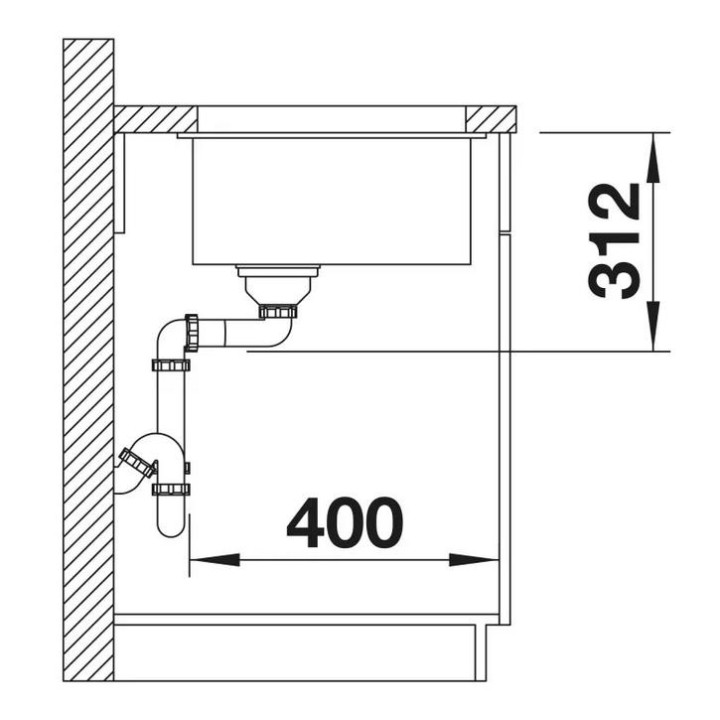 Zlewozmywak podwieszany Blanco SUBLINE 400-U, bez korka, 55,5x50 cm, biały