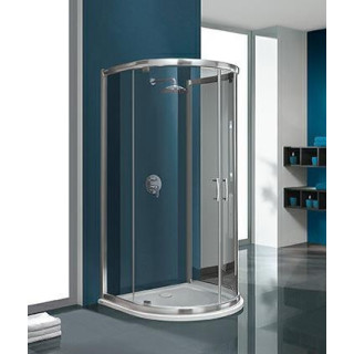 Kabina narożna Sanplast KP4/TX5b+BPza półokrągła wraz z brodzikiem, wys.2030 mm, szkło przeźroczyste, profil srebrny błyszczący