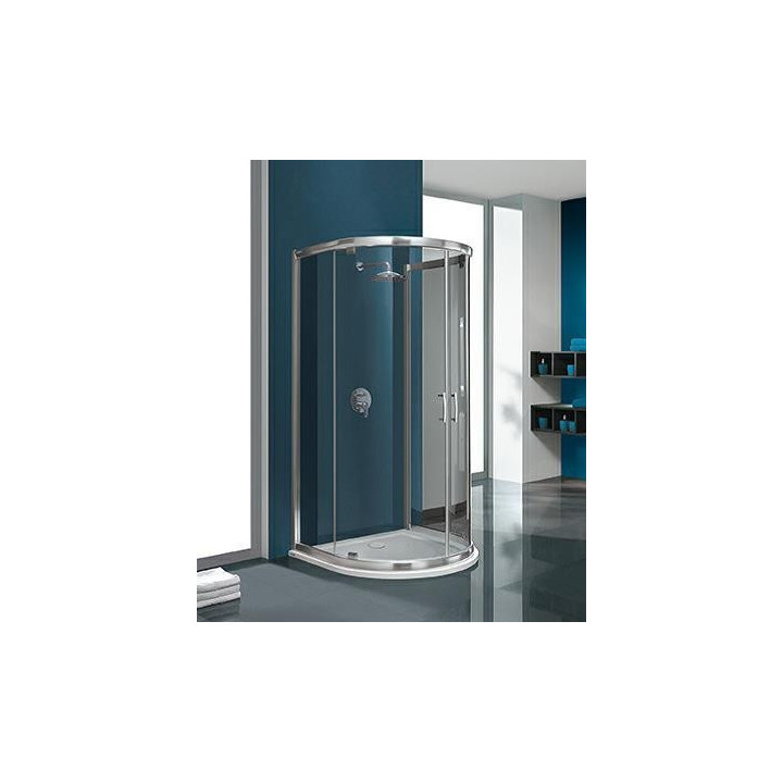 Kabina narożna Sanplast KP4/TX5b+BPza półokrągła wraz z brodzikiem, wys.2030 mm, szkło przeźroczyste, profil srebrny błyszczący