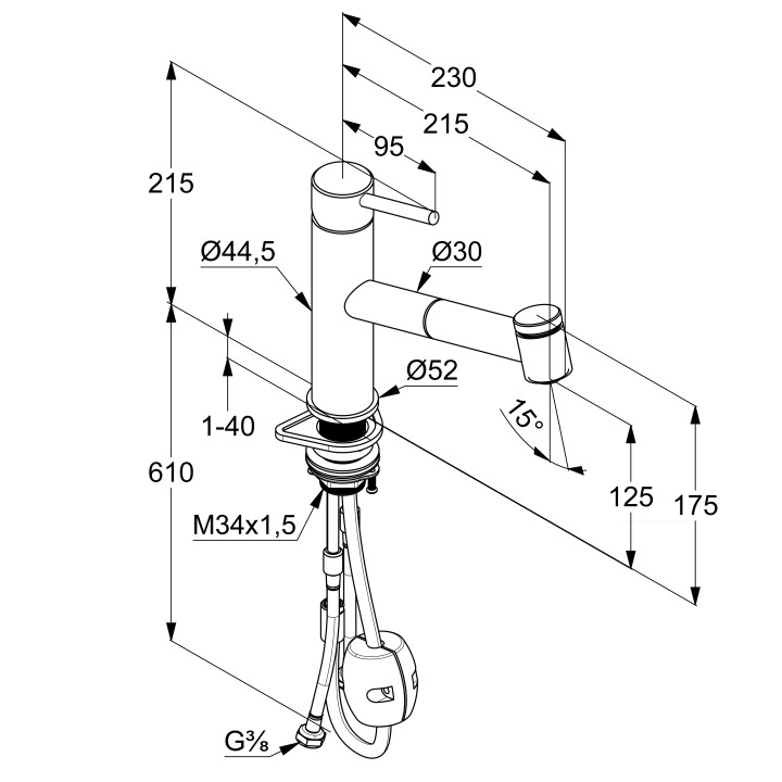 Bateria kuchenna jednouchwytowa, Kludi Steel, stal szlachetna szczotkowana
