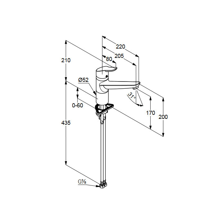 Bateria kuchenna jednouchwytowa Multi DN 15, Kludi MIX, chrom