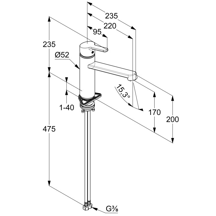 Bateria kuchenna jednouchwytowa ścienna DN 15, Kludi OBJEKTA, chrom
