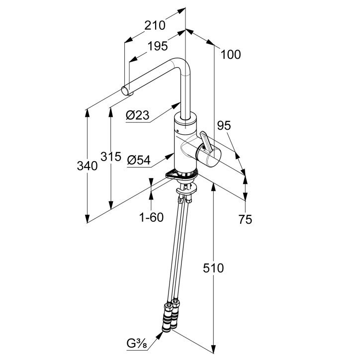 Bateria kuchenna jednouchwytowa  DN 10, Kludi SCOPE, chrom