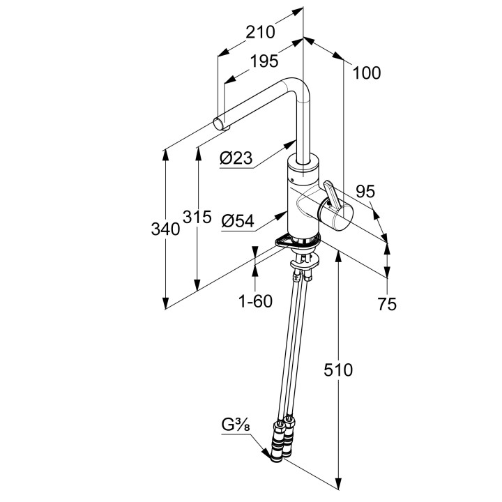 Bateria kuchenna elektroniczna  DN 15, Kludi E-GO, głęboki czarny mat