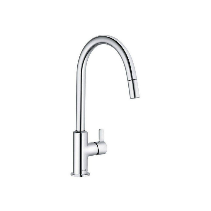 Bateria kuchenna Kludi Bingo Star XS, wysokość 370mm, wyciągana obrotowa wylewka, czarny mat/chrom