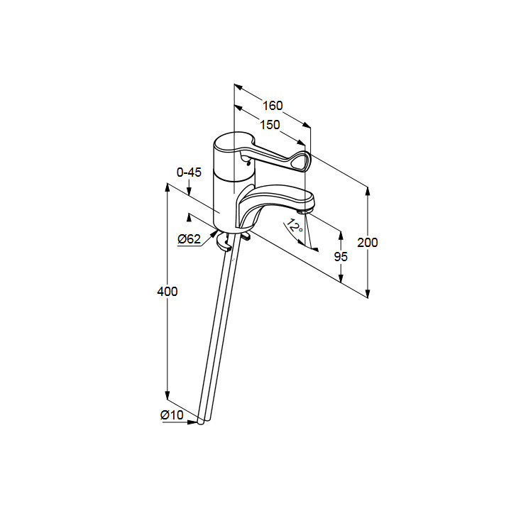 Bateria umywalkowa Kludi Medi Care stojąca, specjalistyczna, chrom 