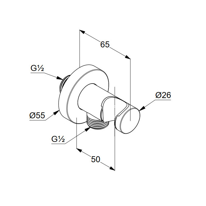 Przyłączę kątowe do węża natryskowego DN 15 Kludi