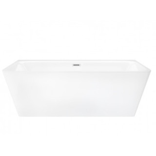 Wanna wolnostojąca przyścienna z szeroką krawędzią Corsan ISEO  , 150x75cm, korek klik-klak biały, biała