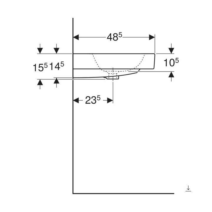 Umywalka dla niepełnosprawnych 64x49cm  Geberit Paracelsus, biała