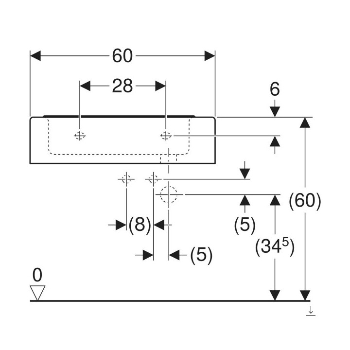 Umywalka prostokątna 60x48cm  Geberit iCon, biała
