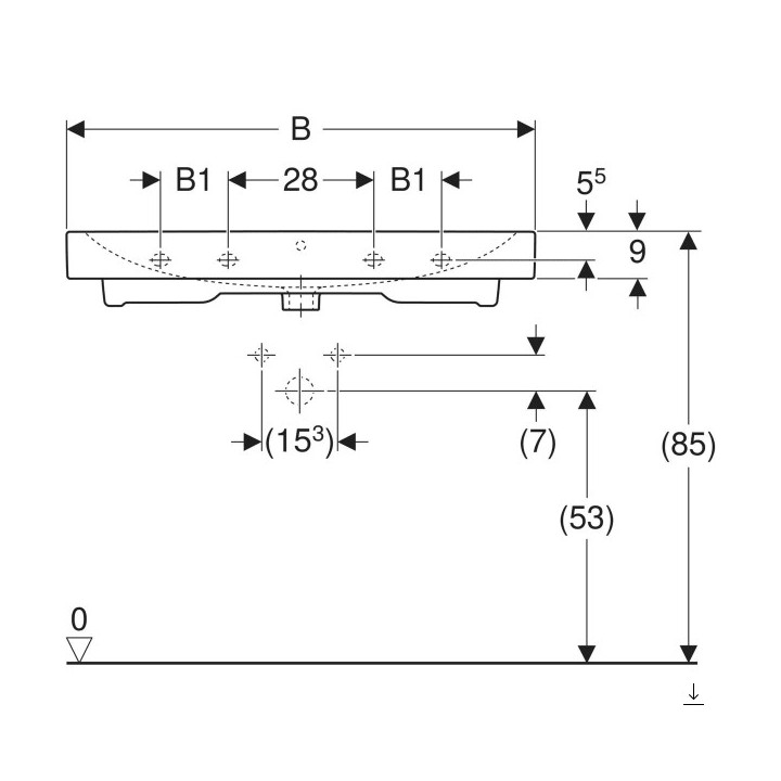 Umywalka prostokątna 60x48cm  Geberit iCon, biała