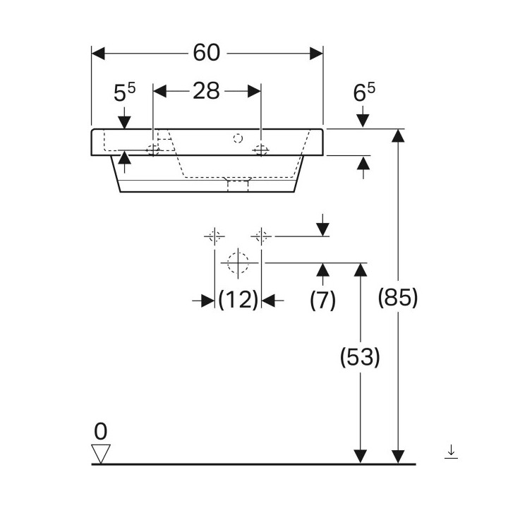 Umywalka półokrągła 60x40cm  Geberit Bambini, biała