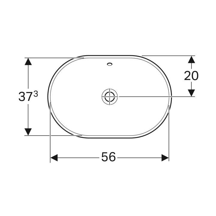 Geberit Variform Umywalka wpuszczana w blat, eliptyczna, 60cm, z przelewem, bez otworu na baterię