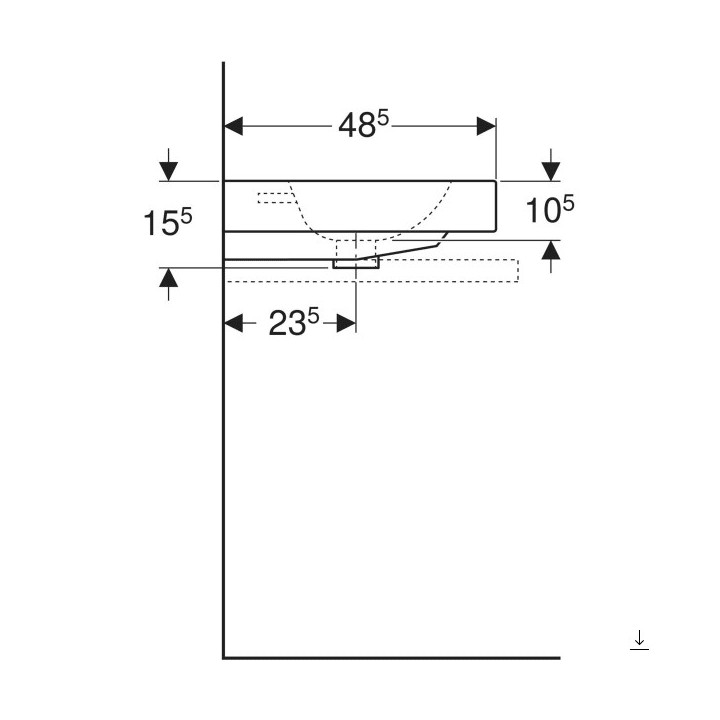 Umywalka nablatowa prostokątna 60x48cm   Geberit iCon, biała
