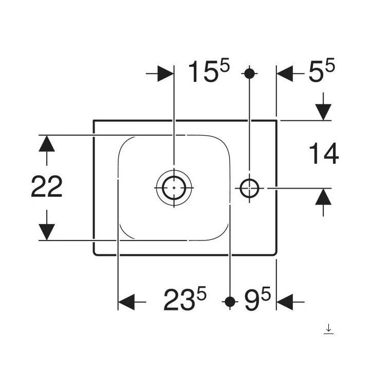 Umywalka nablatowa prostokątna 75x48cm Geberit iCon, biała