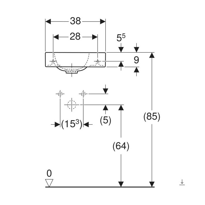 Umywalka nablatowa prostokątna 75x48cm Geberit iCon, biała