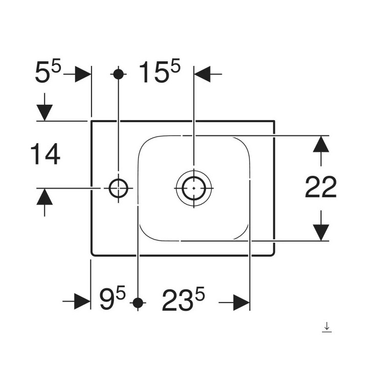 Umywalka prostokątna 38x28cm Geberit iCon, biała