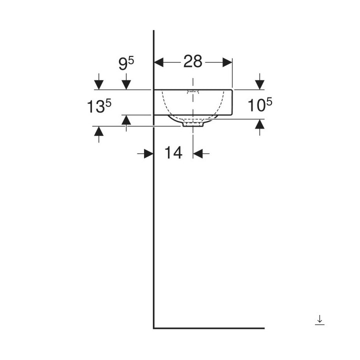 Umywalka prostokątna 38x28cm Geberit iCon, biała