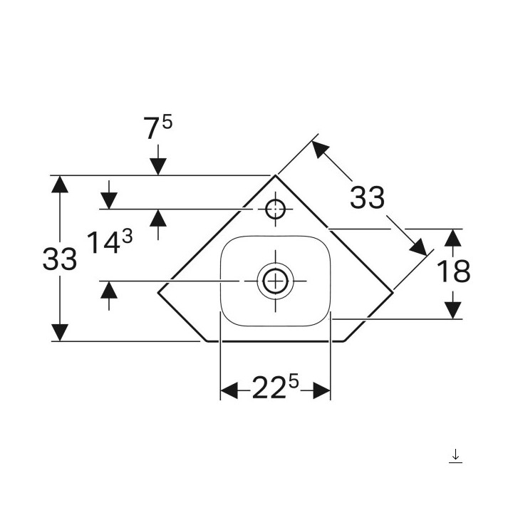 Umywalka prostokątna z otworem po lewej stronie 53x31cm Geberit iCon, biała