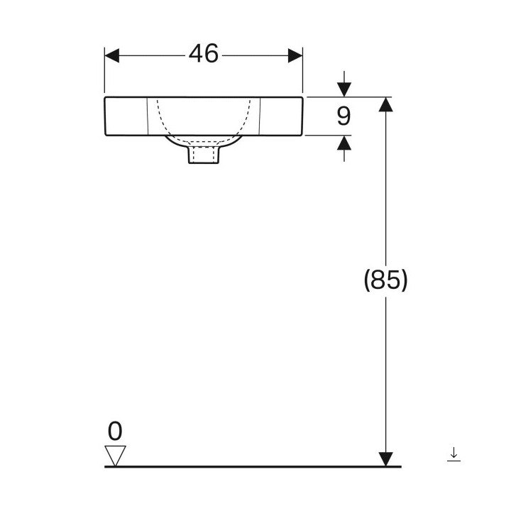 Umywalka prostokątna z otworem po lewej stronie 53x31cm Geberit iCon, biała