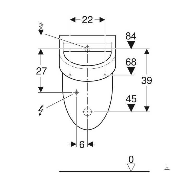 Umywalka narożna ścienna  Geberit iCon, biała