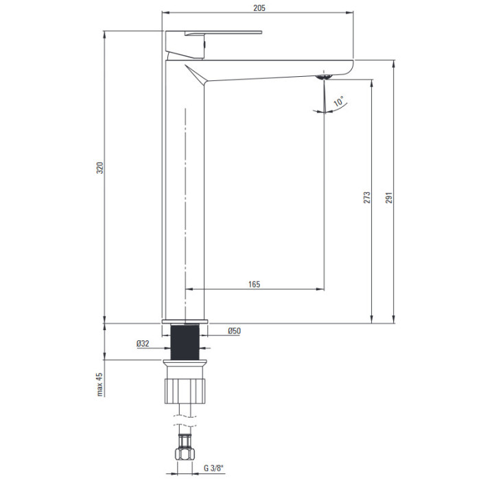 Bateria umywalkowa jednouchwytowa Deante Alpina, chrom