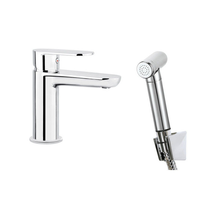 Bateria umywalkowa jednouchwytowa z prostokątną wylewką Deante Alpina, chrom