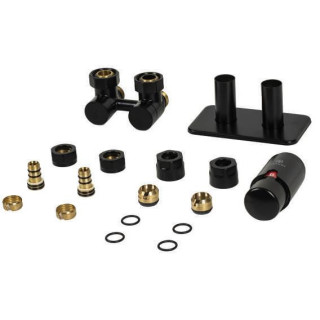 Trójosiowy zestaw termostatyczny Terma Integra All In One, wersja prawa - czarny mat