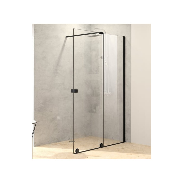 Drzwi prysznicowe suwane Huppe Xtensa 110-120, prawe, szkło przejrzyste czarny profil