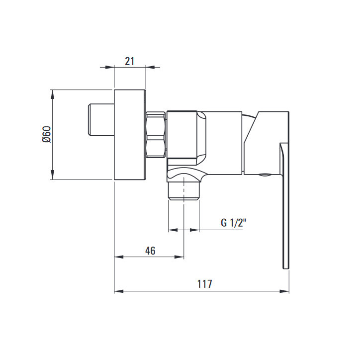 Bateria prysznicowa jednouchwytowa z dźwignią Clinic Deante Alpina, chrom