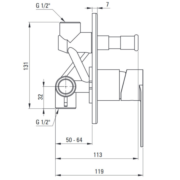 Bateria prysznicowa jednouchwytowa ścienna Deante Alpina, chrom