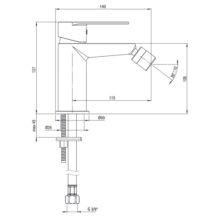 Bateria umywalkowa jednouchwytowa , Deante Alpina, nero