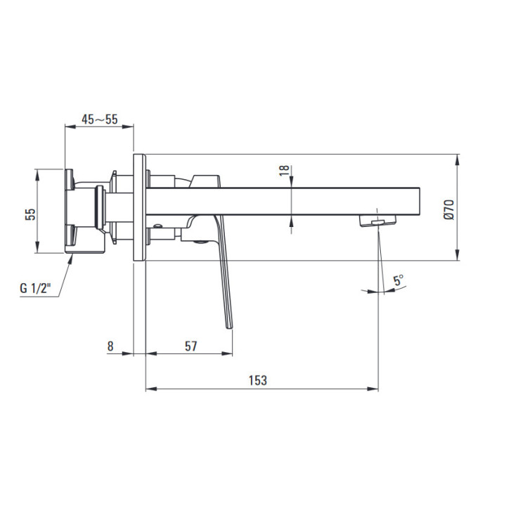Bateria prysznicowa jednouchwytowa ścienna , Deante Alpina, nero