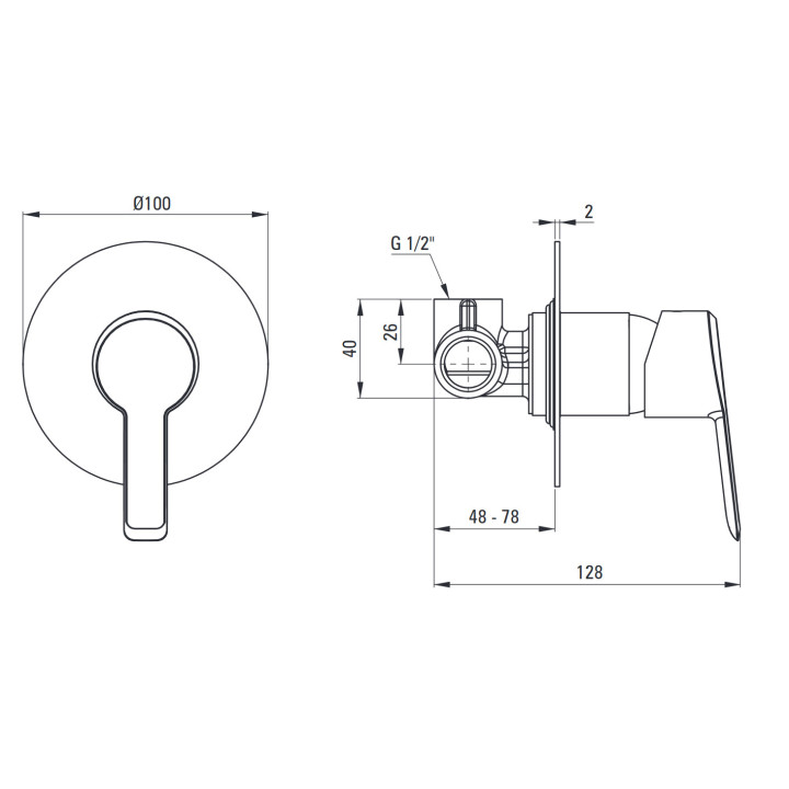 Bateria prysznicowa dwuuchwytowa ścienna, Deante Arnika, chrom