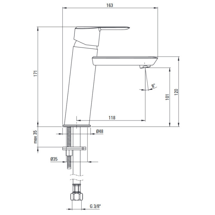 Bateria umywalkowa jednouchwytowa podtynkowa , Deante Arnika, chrom