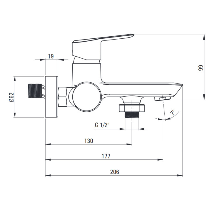 Bateria wannowa jednouchwytowa ścienna, Deante Arnika, nero