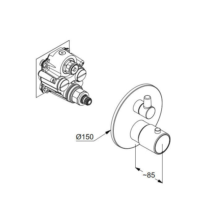 Bateria podtynkowa wannowo-natryskowa z termostatem, Kludi Zenta SL, czarny mat